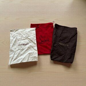 LOUBOUTIN GUCCI FERRAGAMO Lot of 3 Shoe Dustbags